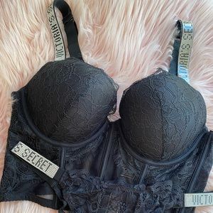 New Victoria secret lace set bra ‘ panty rhinestone set 38C panty XL